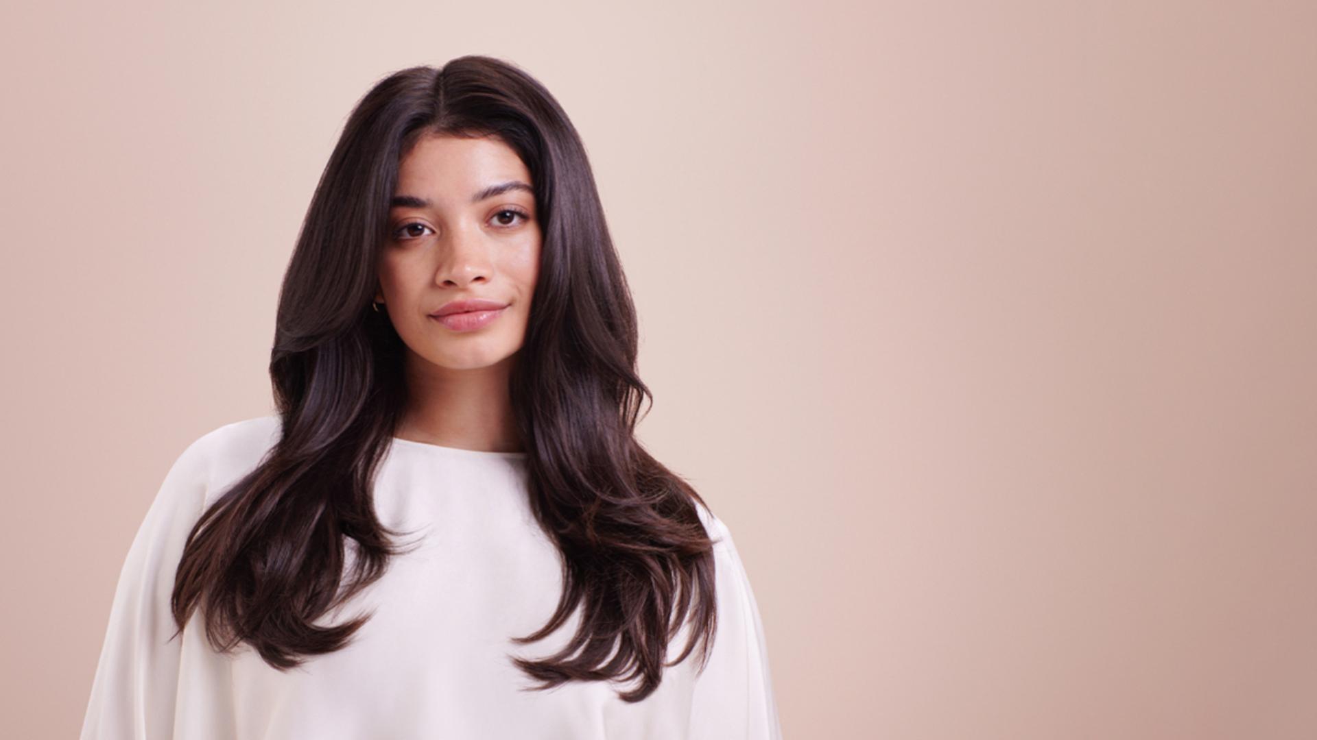 A model with styled blow-dried waves.