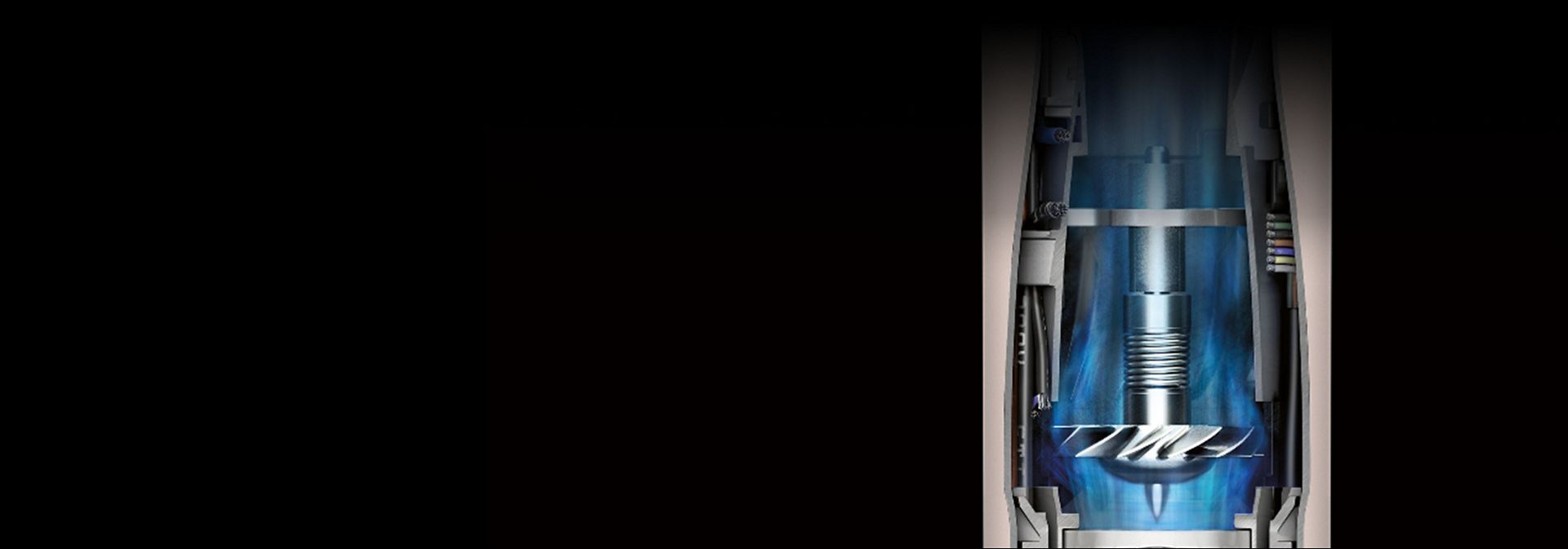 Cutaway graphic showing the Dyson Hyperdymium motor within the Dyson Airwrap i.d. multi-styler and dryer.
