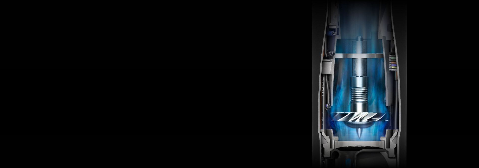 Cutaway graphic showing the Dyson Hyperdymium motor within the Dyson Airwrap i.d. multi-styler and dryer.