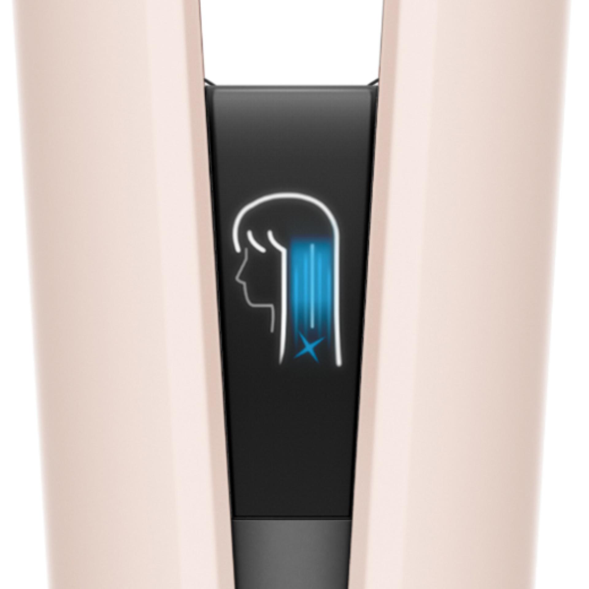 Seçilen ayarları gösteren Dyson Airstrait'in LCD ekranının yakından görünümü.