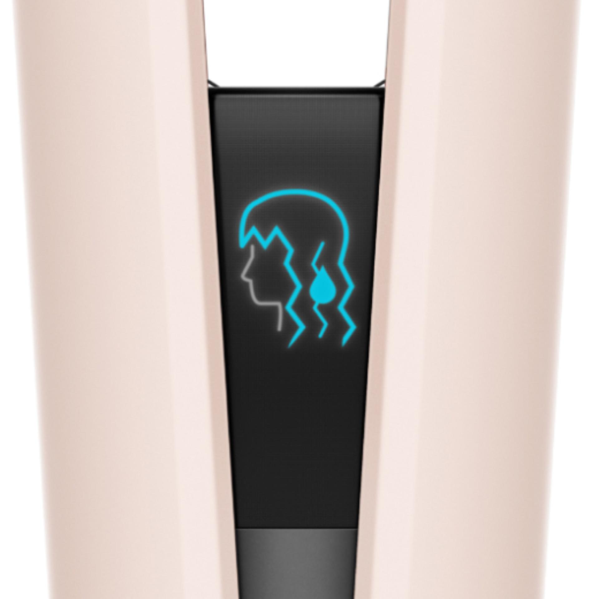 Dyson Airstrait'in ıslak mod simgesini gösteren LCD ekranının yakından görünümü.