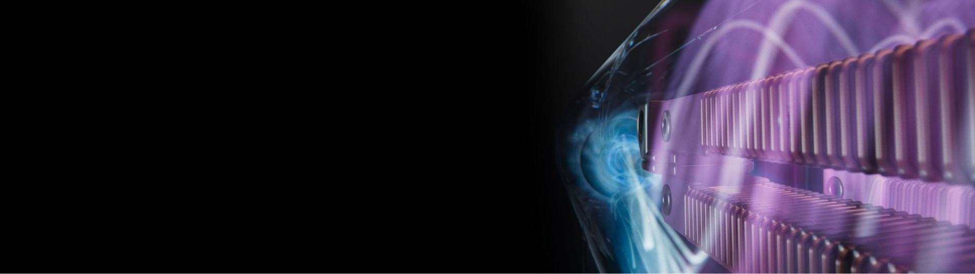 Airflow, visualised in vibrant pink and blue, moves through a cutaway of a machine.