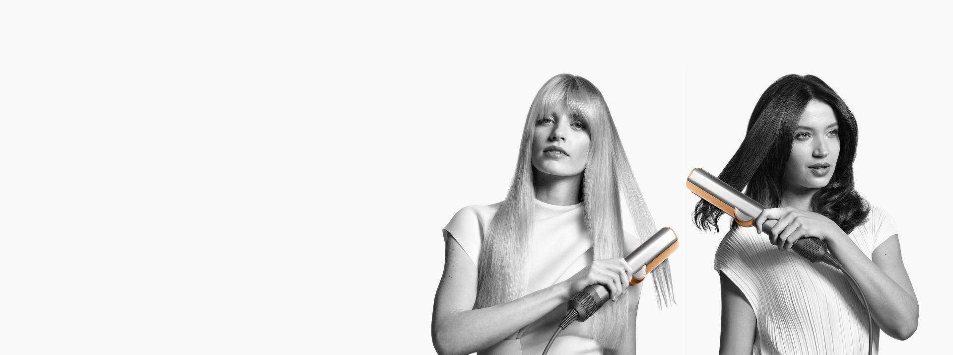 Modelki używające prostownicy Dyson Airstrait