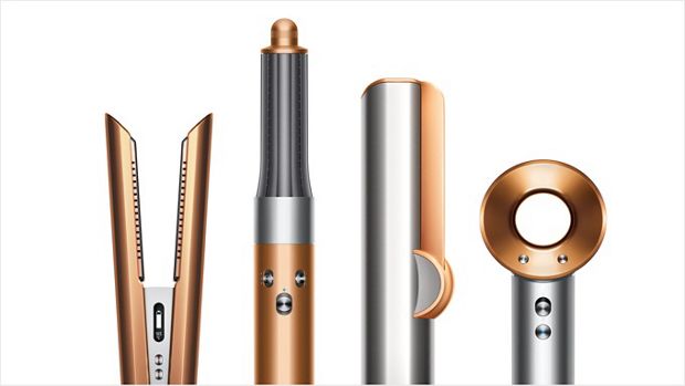 סדרת מכשירי טיפוח שיער של Dyson, בנחושת וניקל.
