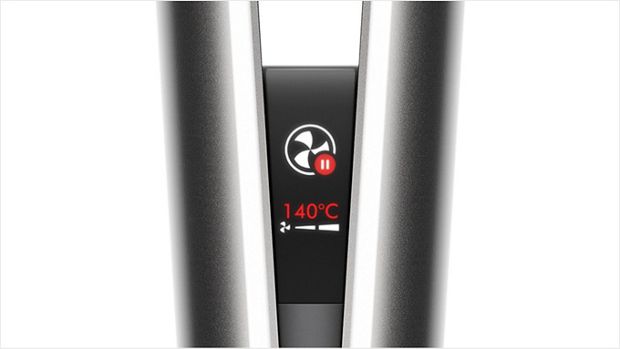 Dyson Airstrait LCD ekrāna tuvskats, kurā redzama automātiskās pauzes animācija.