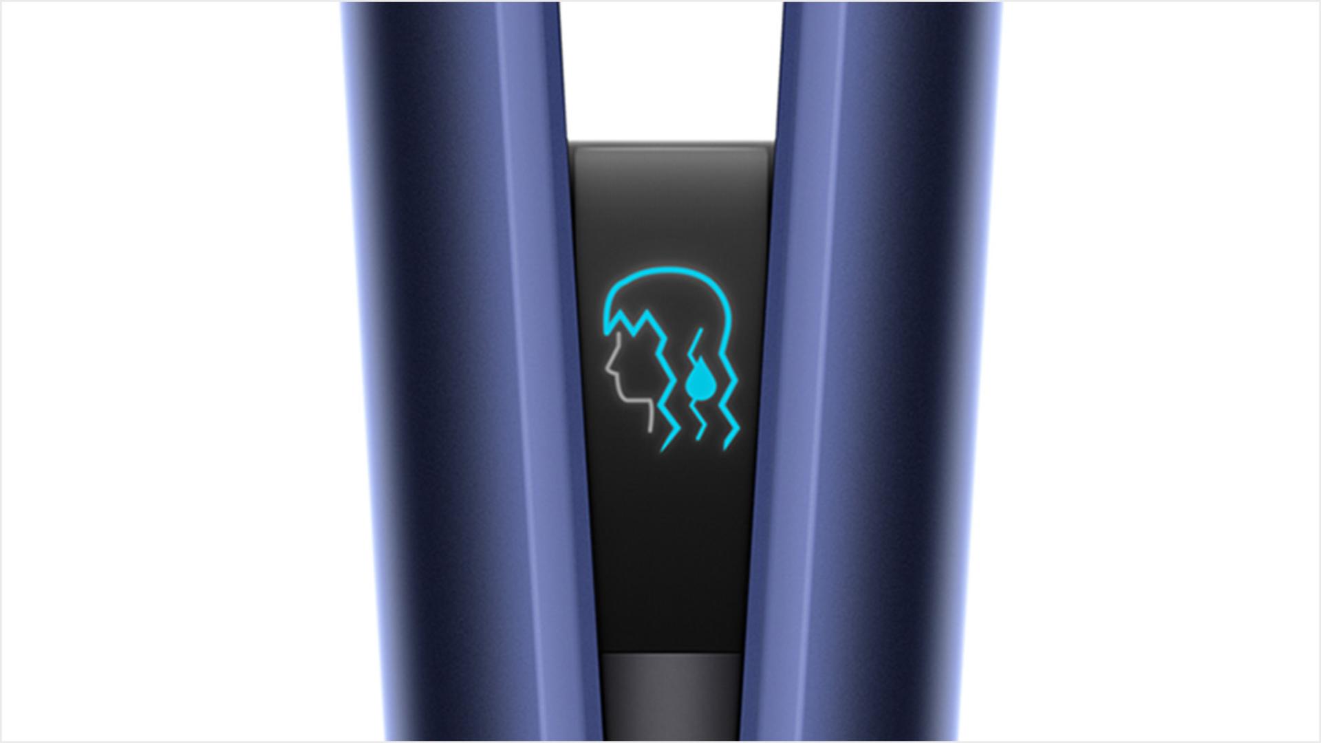 Close-up of the Dyson Airstrait LCD screen, with animations.
