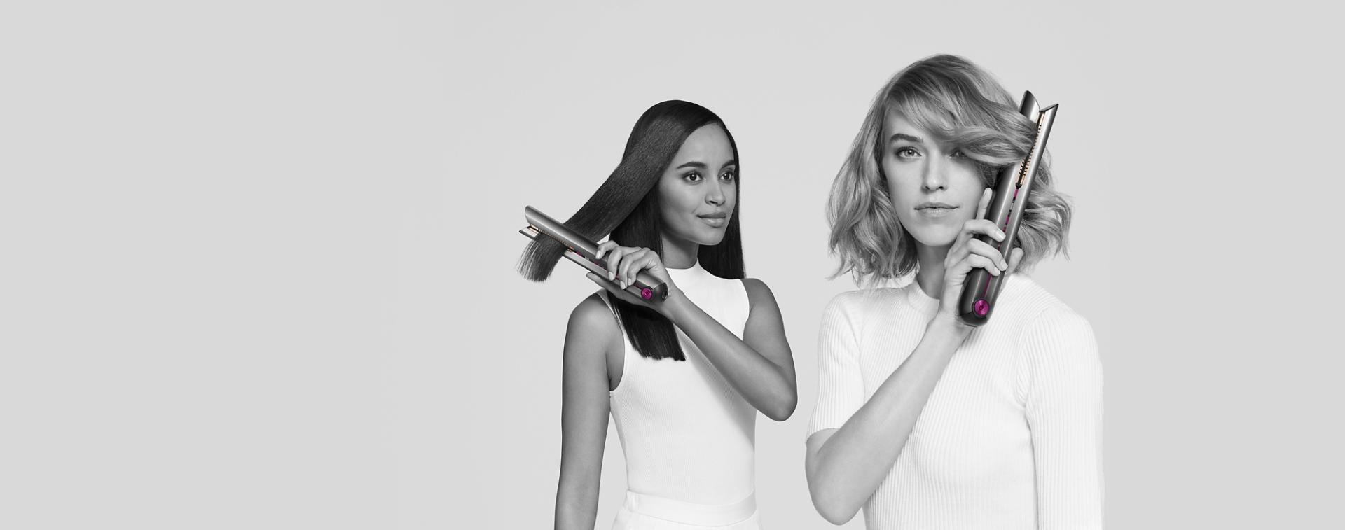 A model using the Dyson Corrale straightener