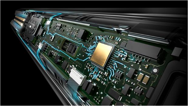 Close-up x-ray shot of the sensor system
