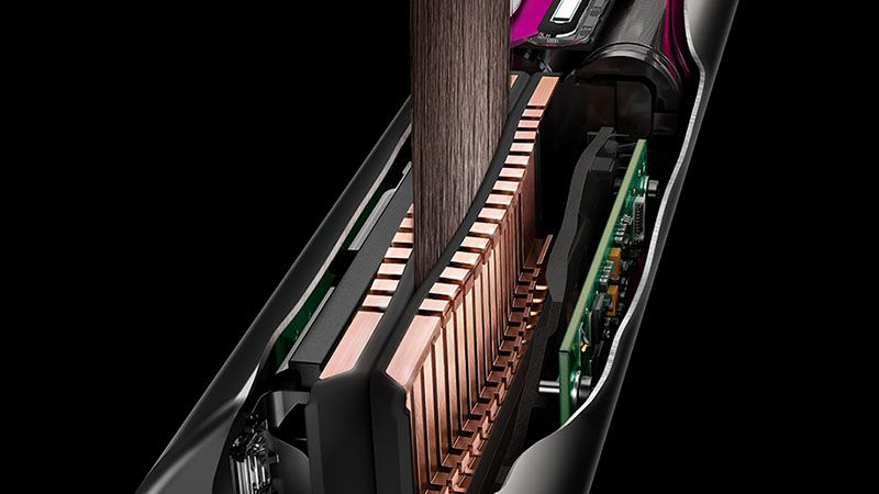 Gros plan sur les plaques souples du Dyson Corrale