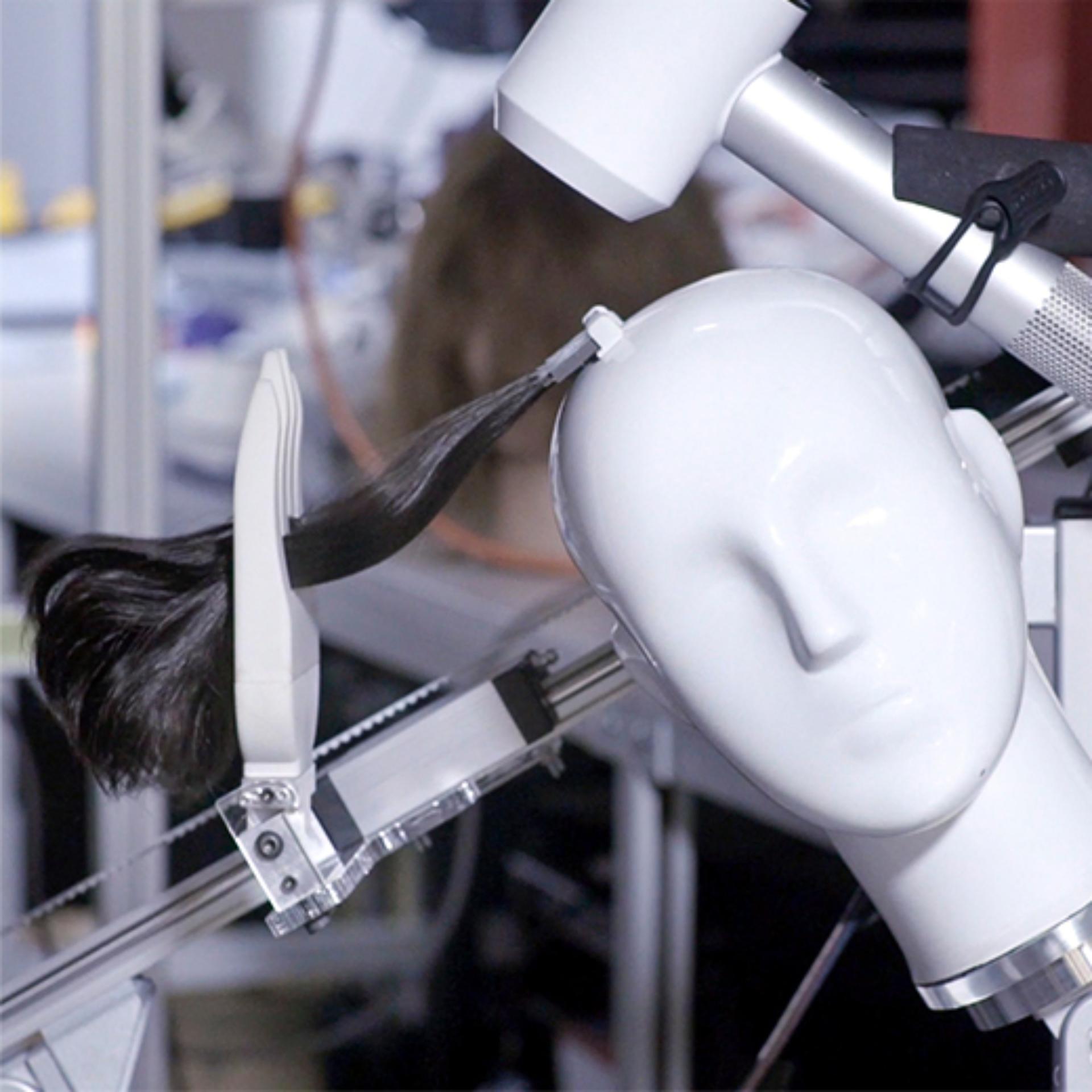 Mannequin head being tested on with the Dyson supersonic hairdryer.