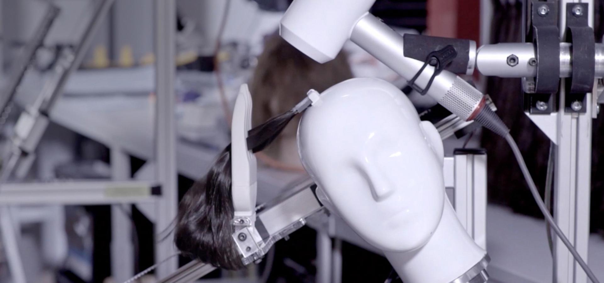 Dyson Hair Lab testing equipment hair breakage