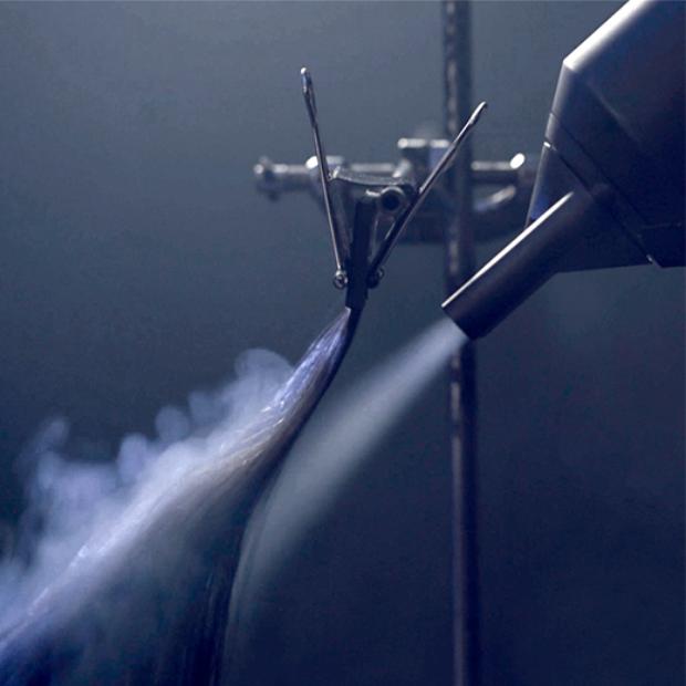 Hair being tested by the Dyson supersonic