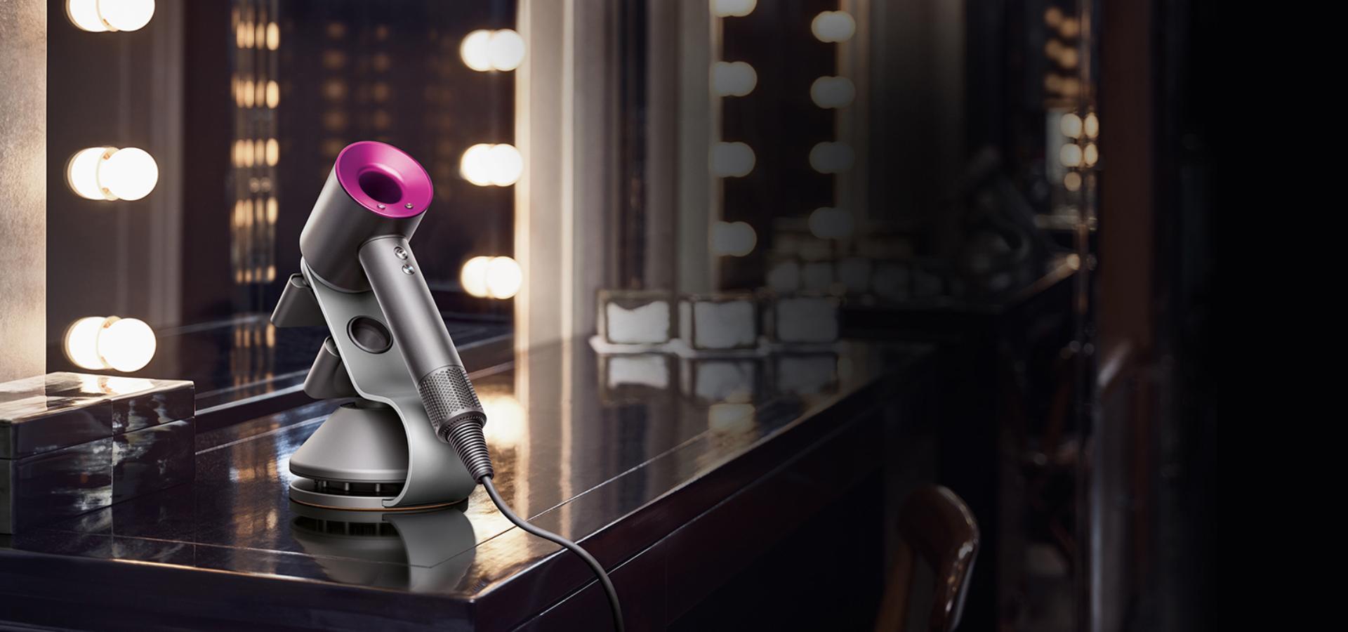 Dyson supersonic on stand in hotel room