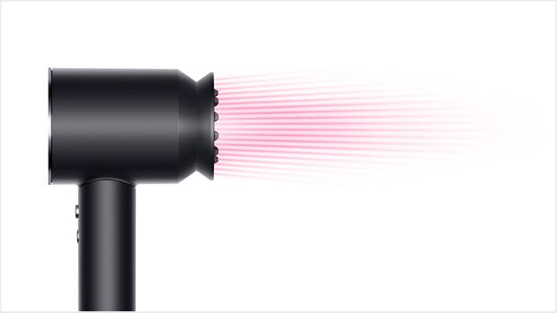 Dysoni Supersonic™-u föön must/nikkel koos uue nõrga õhuvoolu lisatarvikuga