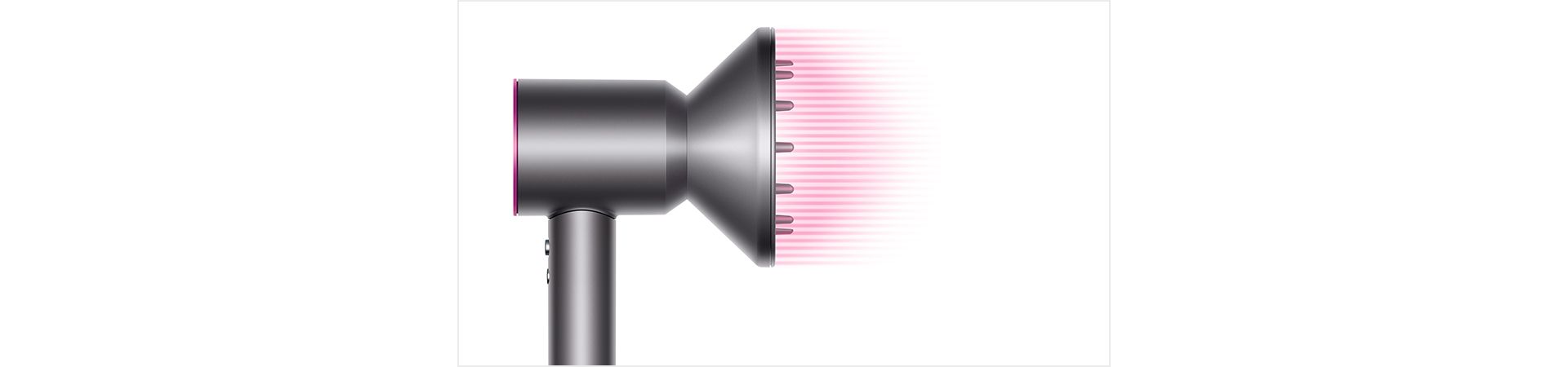 Dyson Supersonic™ hair dryer Iron/Fuchsia with re-engineered Diffuser attached