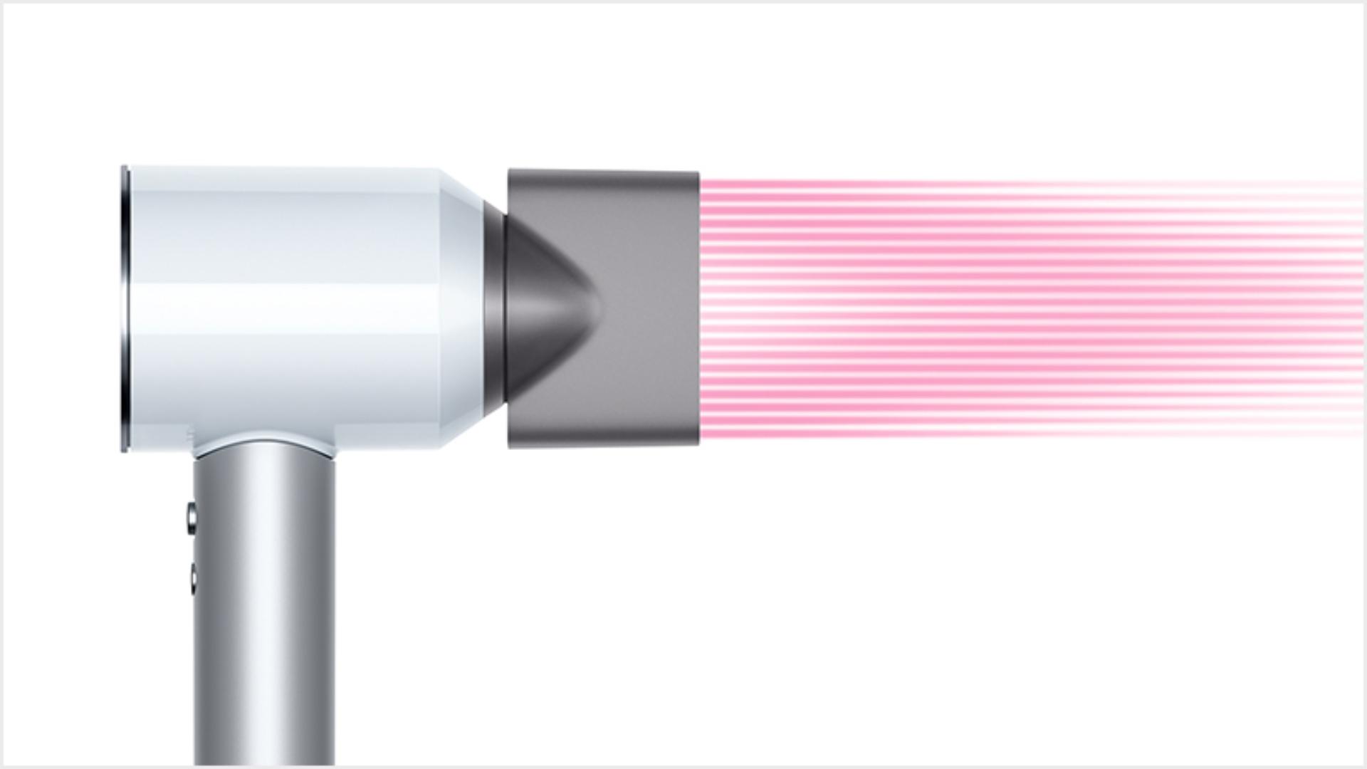 Dyson Supersonic™ hair dryer White/Silver with re-engineered Styling concentrator attached