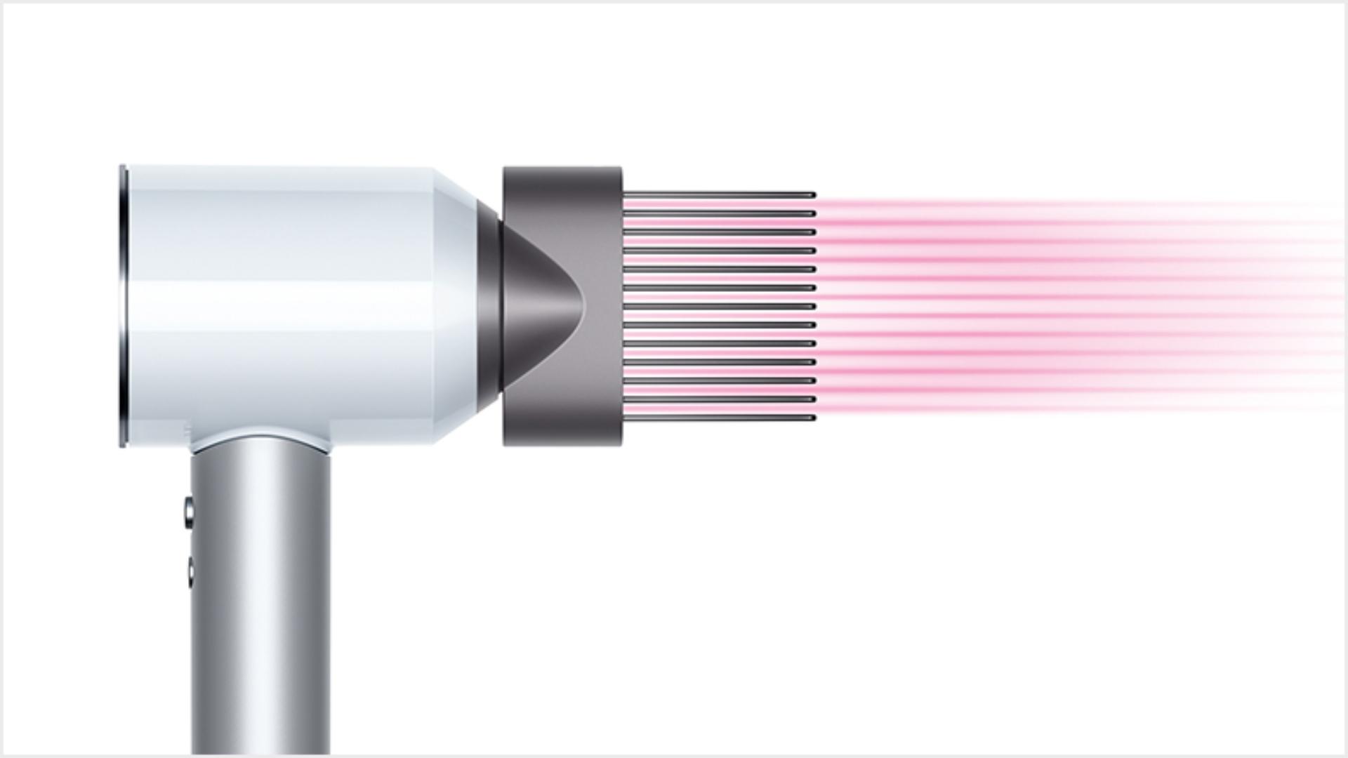 Dyson Supersonic™ hair dryer White/Silver with Wide tooth comb attachment
