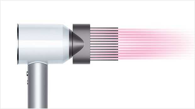 Dyson Supersonic™ hair dryer White/Silver with Wide tooth comb attachment