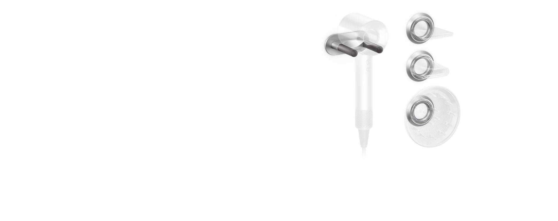 Dyson Supersonic™ hair dryer wall cradle and magnetic attachment docks
