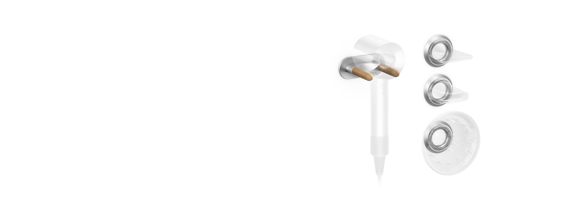 Dyson Supersonic™ hair dryer wall cradle and magnetic attachment docks