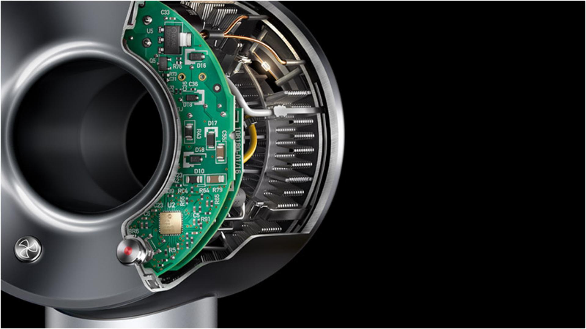 Dyson Supersonic matu žāvētāja iekšpuses izgriezums