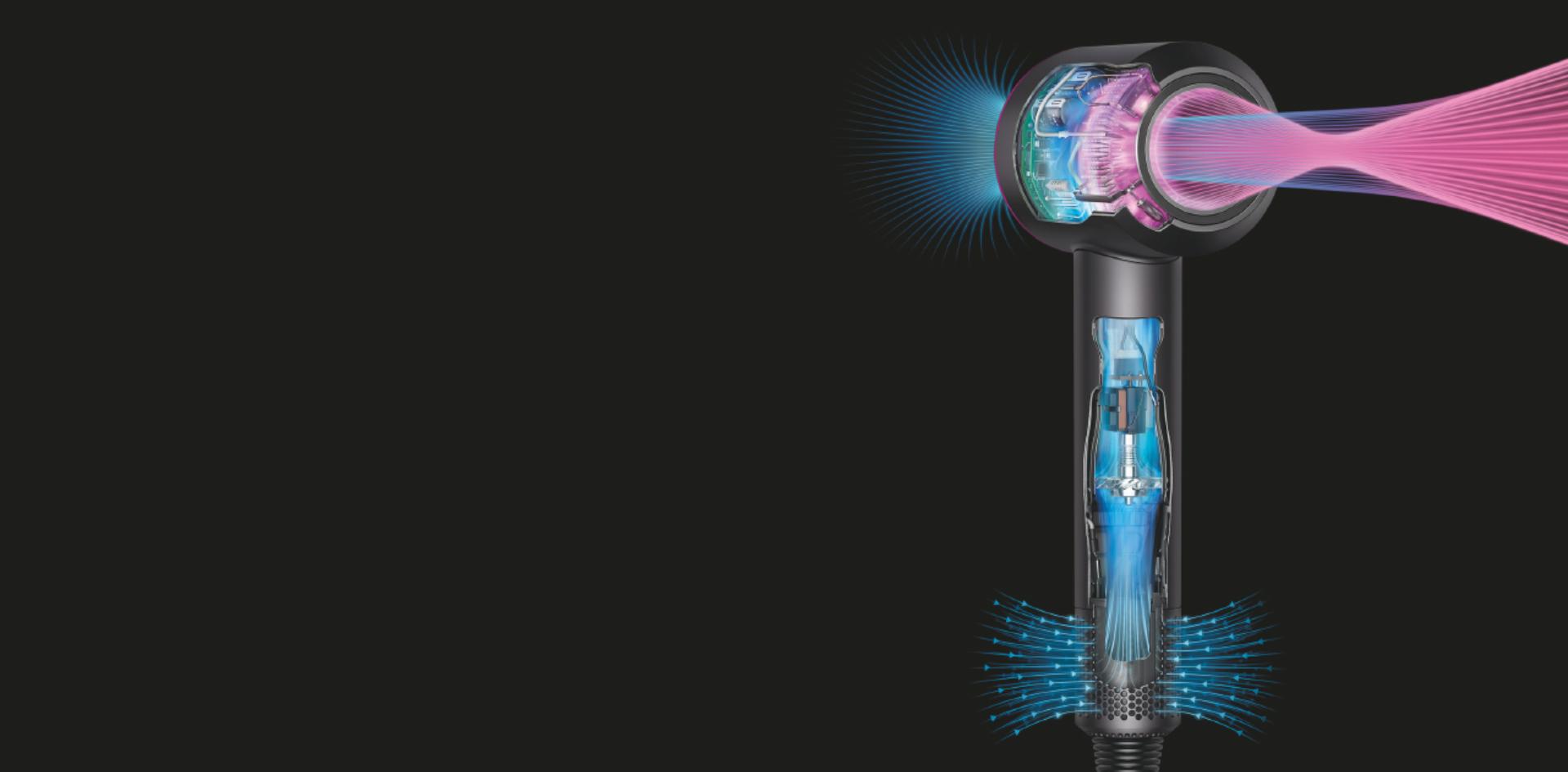 Airflow through the Dyson Supersonic Professional hair dryer