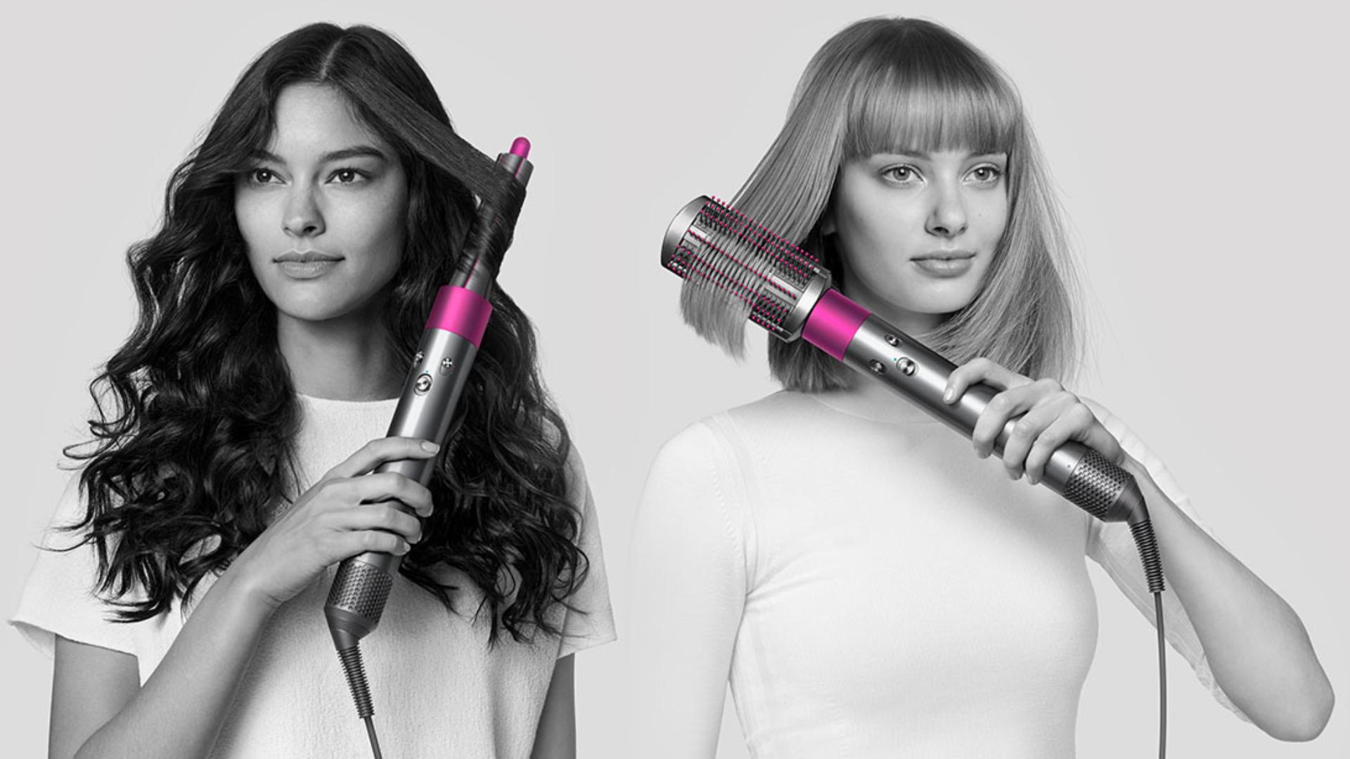 A model using the Dyson Airwrap styler