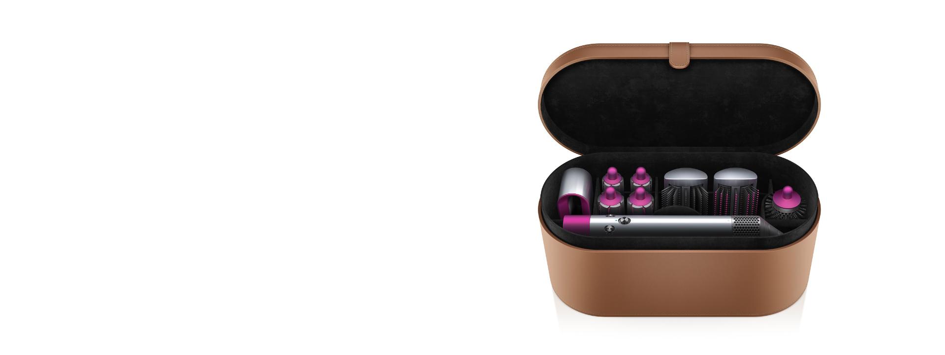 Dyson Airwrap styler and attachments inside presentation case 