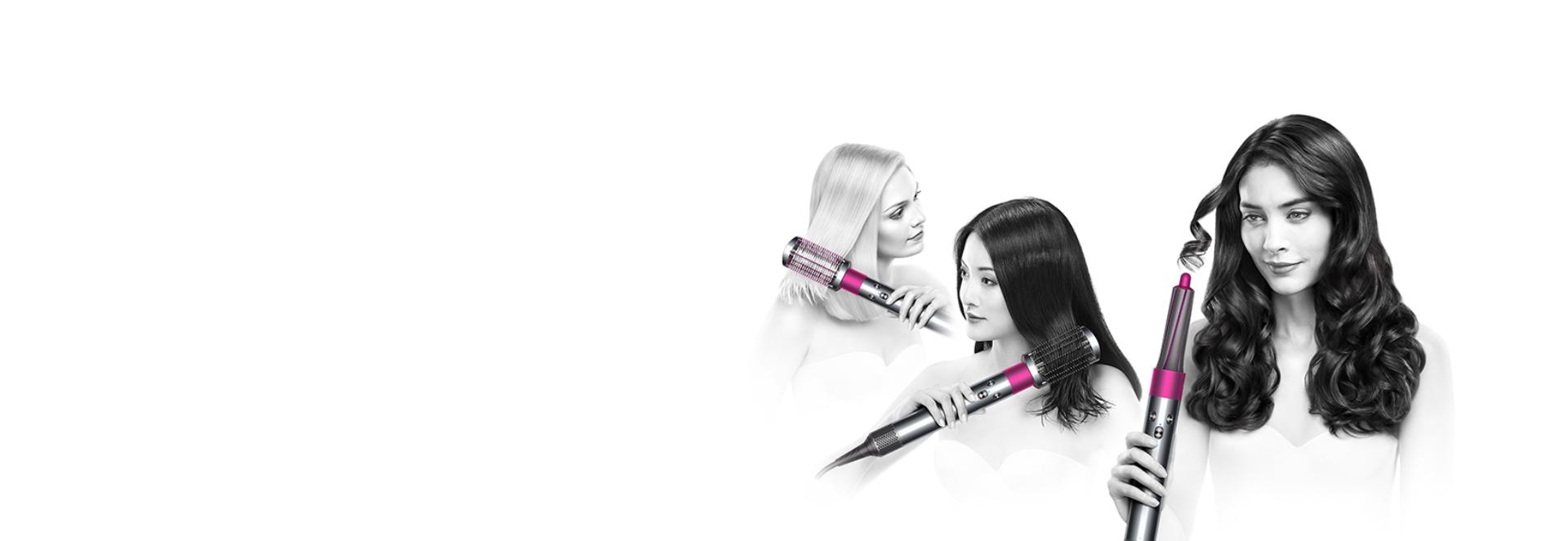 Tres mujeres usando Dyson Airwrap