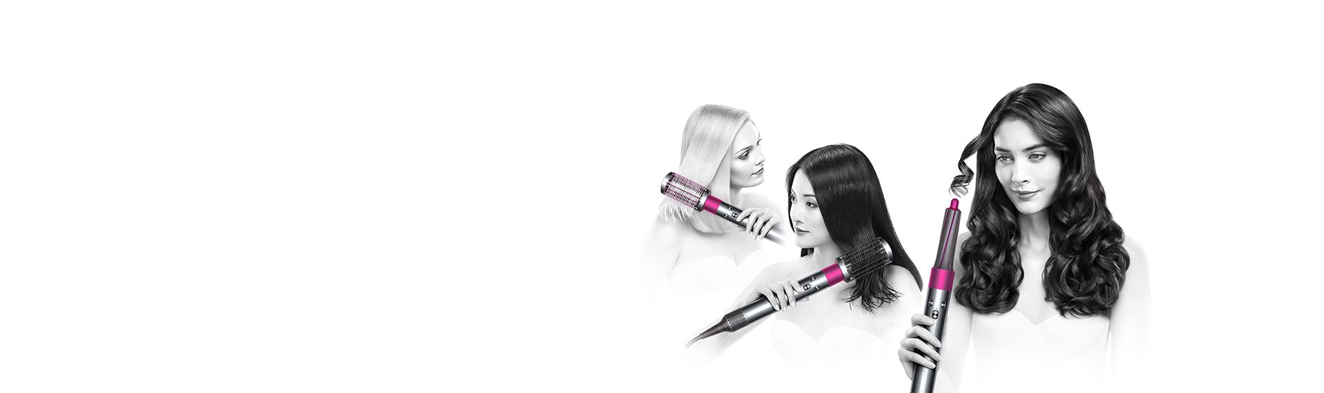 Three women using Dyson Airwrap