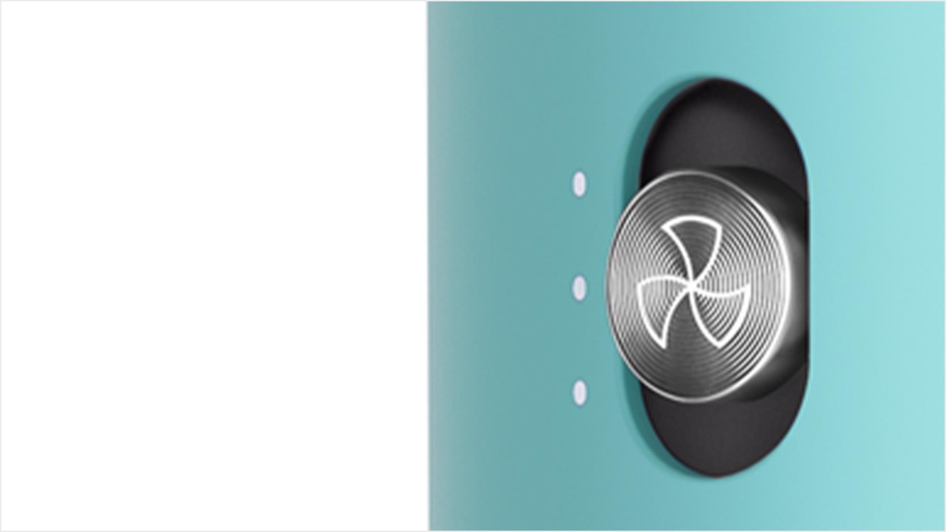 Close-up of airflow button on Dyson Airwrap