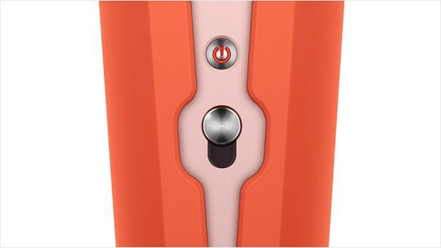 Crop shot of side edge of Corrale, with power button and Safety lock