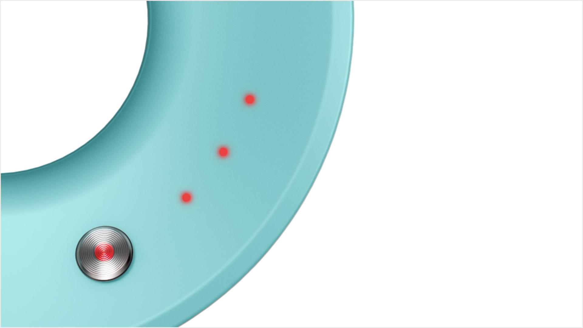 A crop of the heat button with all three LED indicators lit