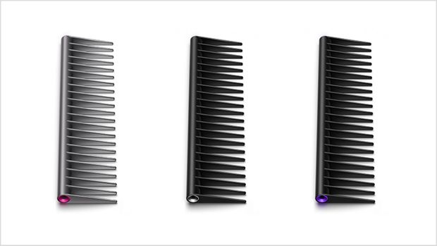Dyson-detangling comb in Fuchsia, Purple and Nickel