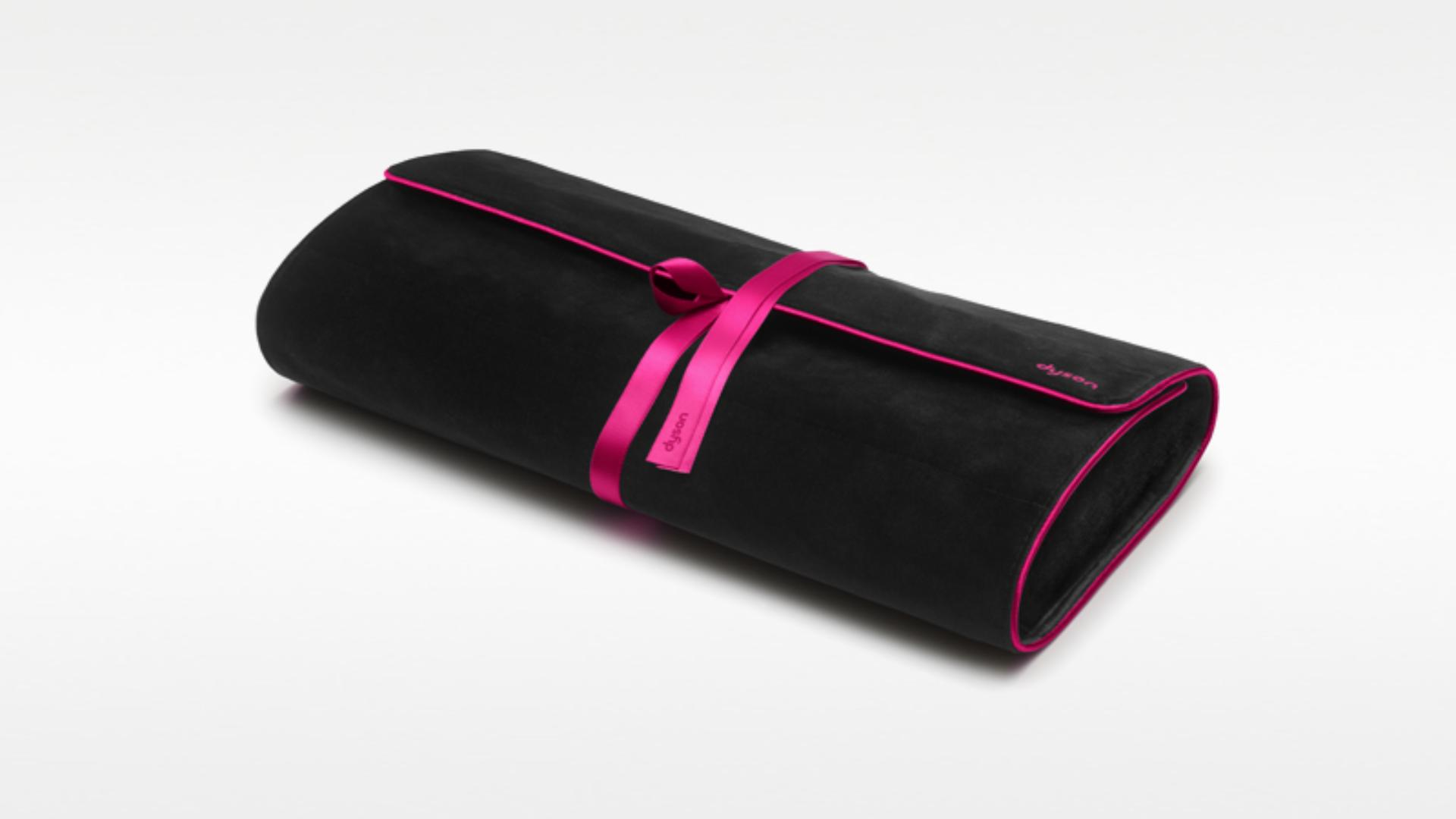 Black and fuchsia Airwrap travel pouch