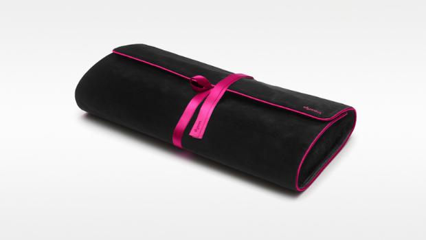 Black and fuchsia Airwrap travel pouch