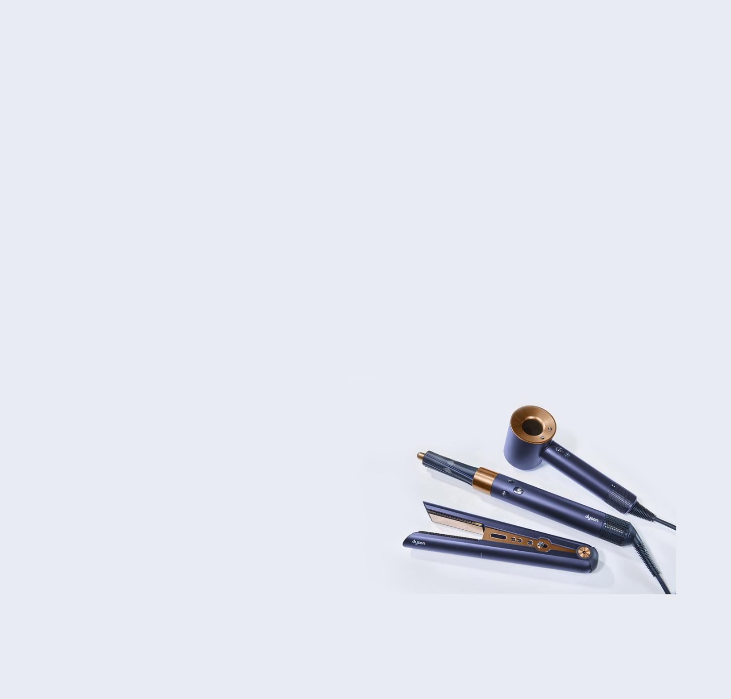 Dyson Corrale™ stijltang, Airwrap™ multistyler en Supersonic™ föhn in Pruisisch blauw en koper