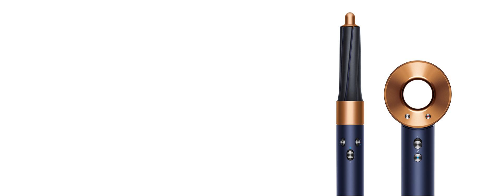Dyson Airwrap styler and Supersonic hair dryer in Prussian blue and rich copper