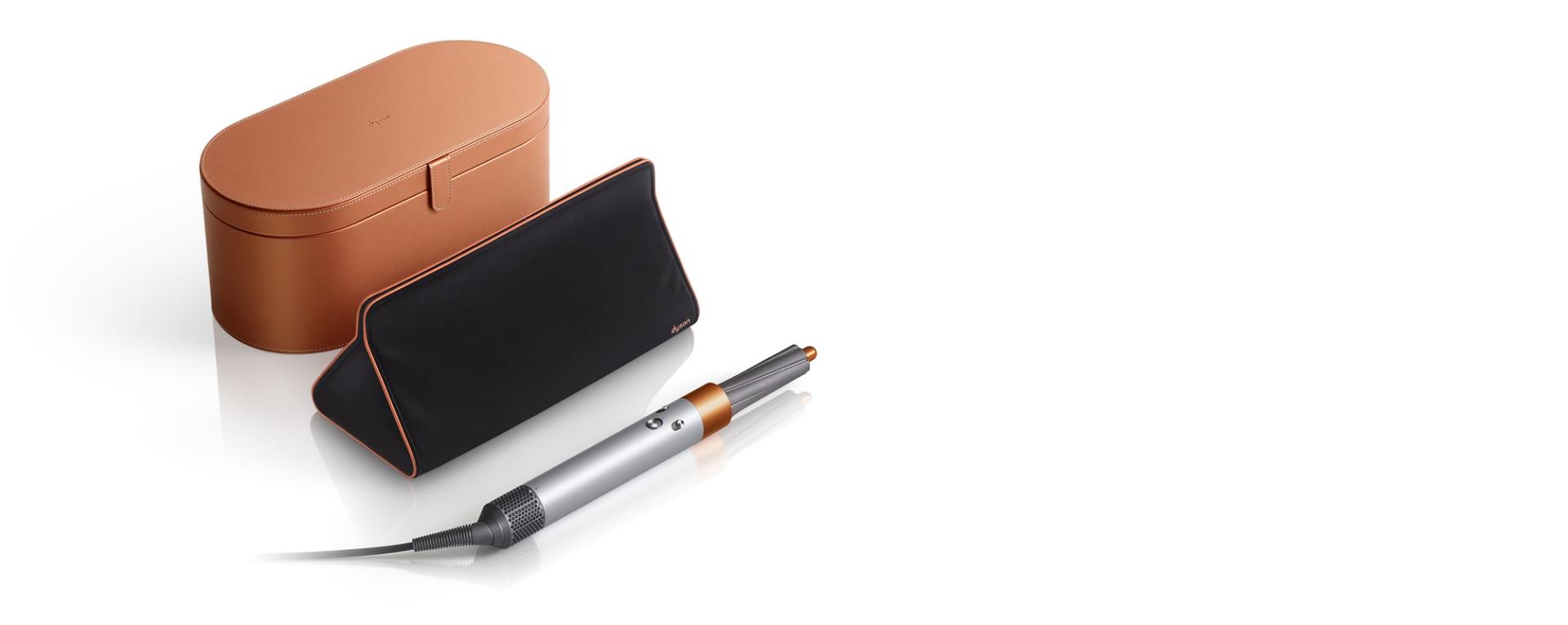 Copper Dyson Airwrap styler with presentation case and storage bag