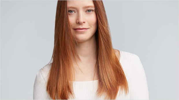 Model with silky, straight hair