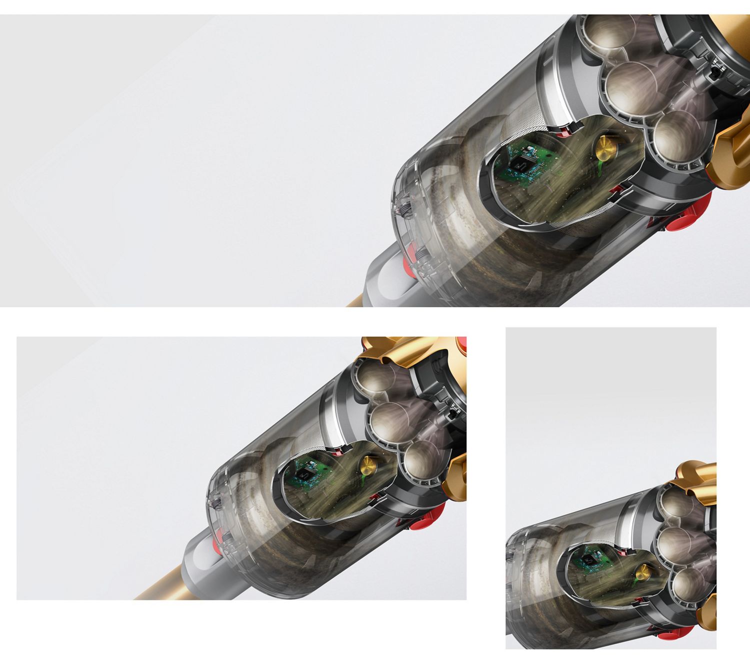 Un plan en coupe du Dyson V12 Detect Slim Absolute.