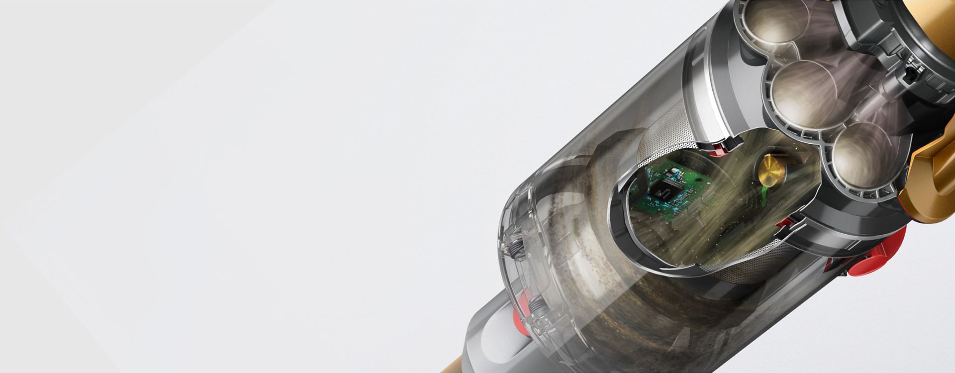 Un plan en coupe du Dyson V12 Detect Slim Absolute.