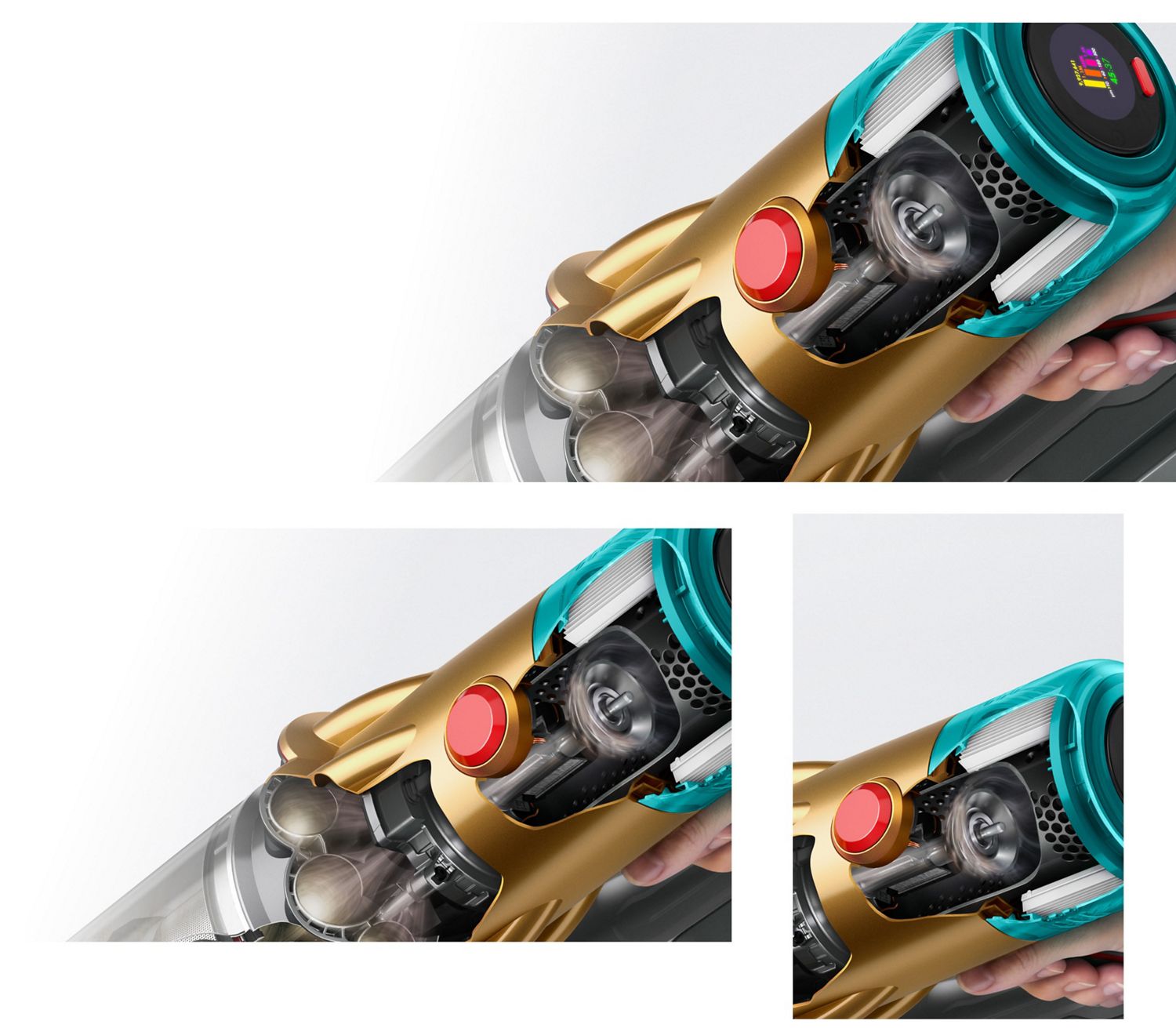 Un plan en coupe du Dyson V12 Detect Slim Absolute.