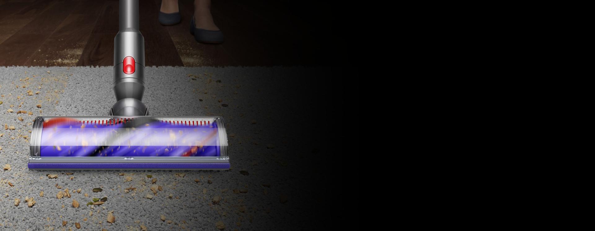 The Dyson Motorbar cleaner head cleans across hard and soft floors.