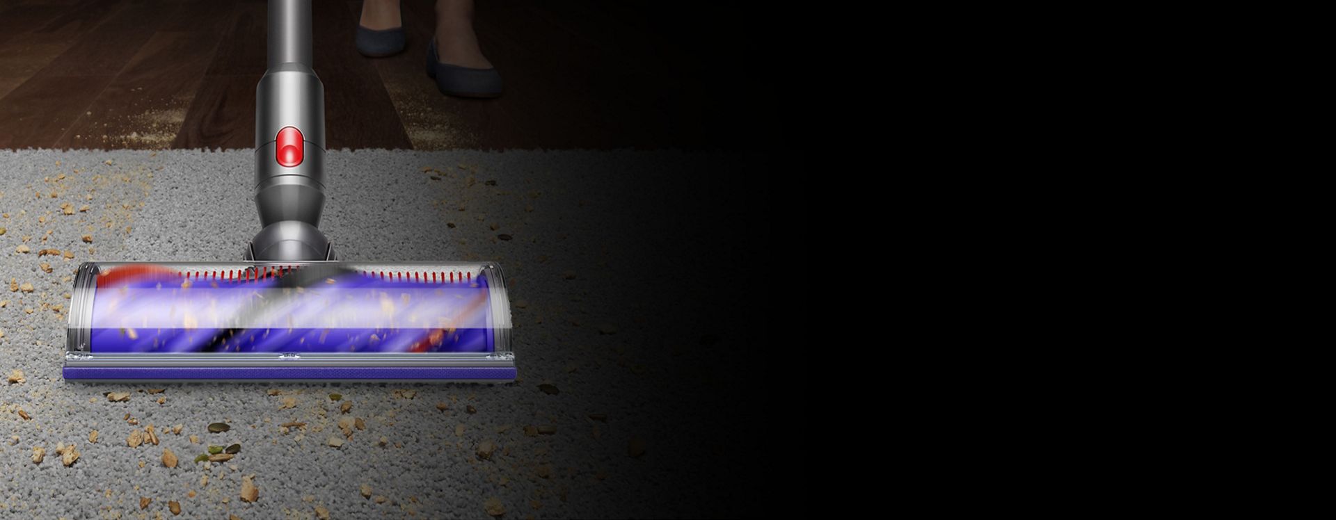 The Dyson Motorbar cleaner head cleans across hard and soft floors.