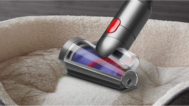 The Hair screw tool is used to remove fur from a pet bed.