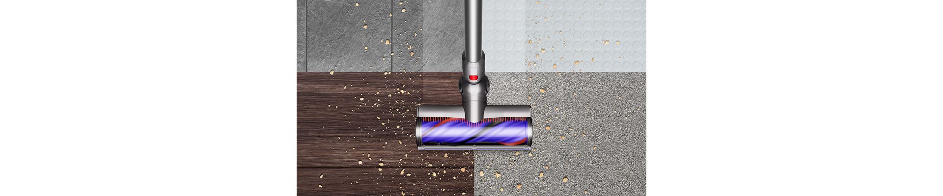 The Dyson Motorbar cleaner head cleans across hard and soft floors.