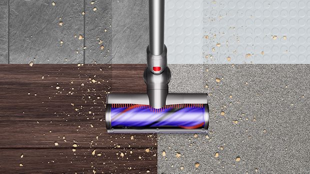 The Dyson Motorbar cleaner head cleans across hard and soft floors.