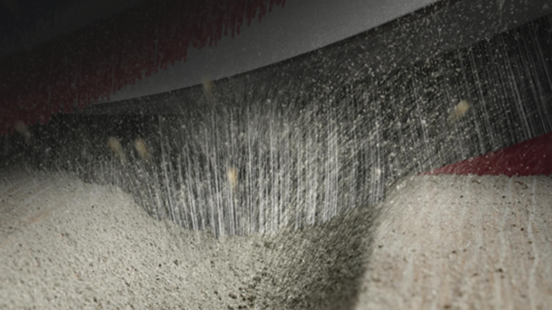 Close-up of the carbon fibre filaments on the Dyson Motorbar cleaner head.