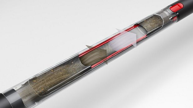 Dyson PencilVac™ 먼지통 내부의 모습